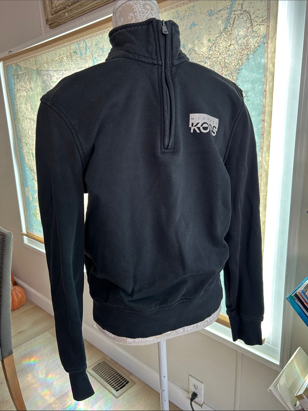 Michael Kors Black Half-Zip Pullover Sweatshirt